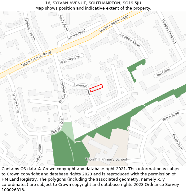 16, SYLVAN AVENUE, SOUTHAMPTON, SO19 5JU: Location map and indicative extent of plot