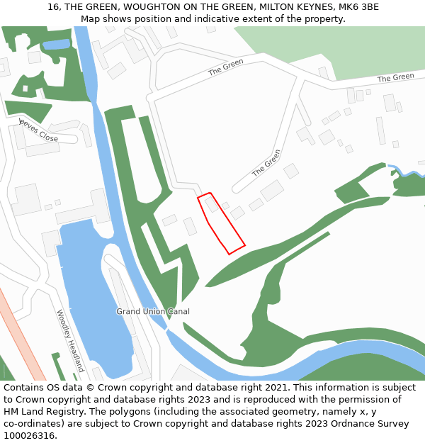 16, THE GREEN, WOUGHTON ON THE GREEN, MILTON KEYNES, MK6 3BE: Location map and indicative extent of plot