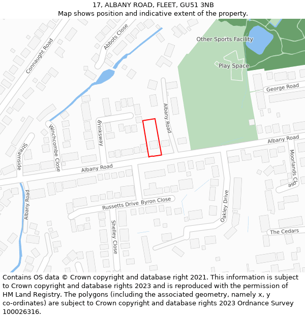 17, ALBANY ROAD, FLEET, GU51 3NB: Location map and indicative extent of plot