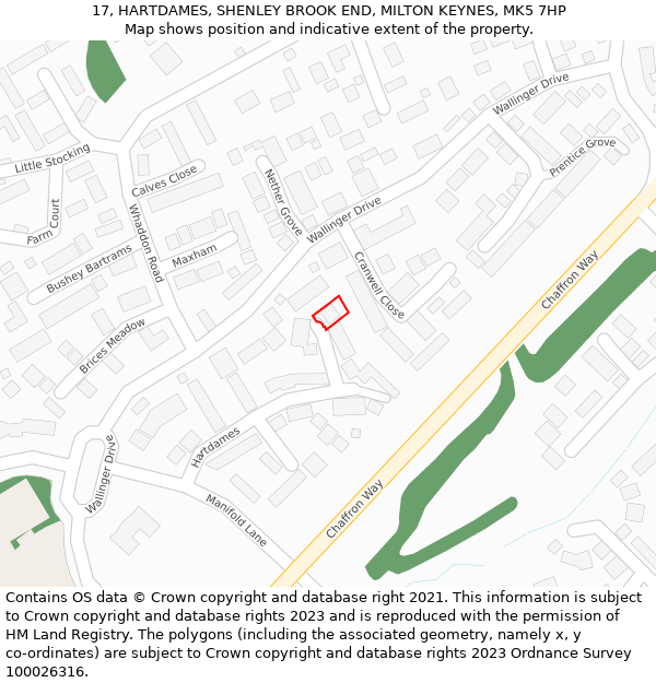 17, HARTDAMES, SHENLEY BROOK END, MILTON KEYNES, MK5 7HP: Location map and indicative extent of plot