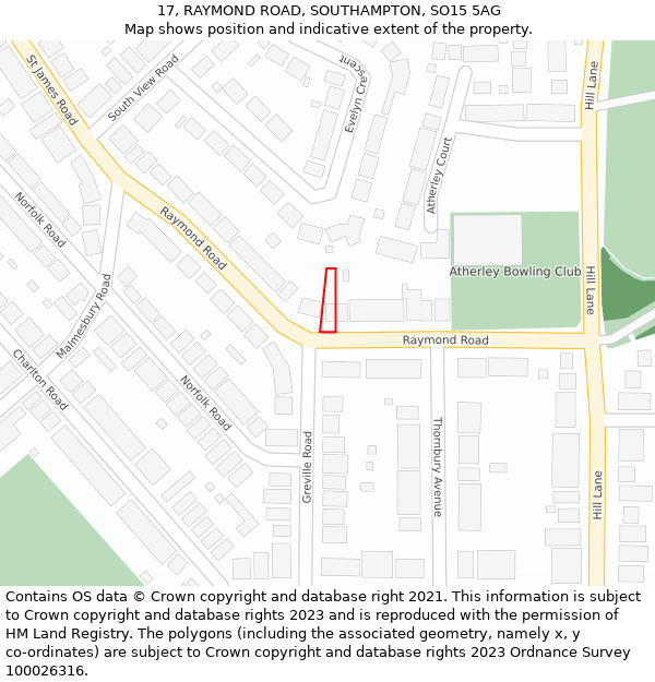 17, RAYMOND ROAD, SOUTHAMPTON, SO15 5AG: Location map and indicative extent of plot