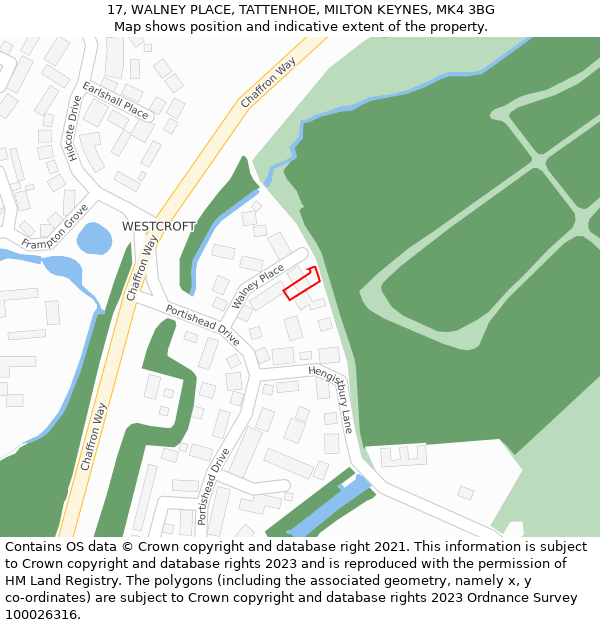 17, WALNEY PLACE, TATTENHOE, MILTON KEYNES, MK4 3BG: Location map and indicative extent of plot