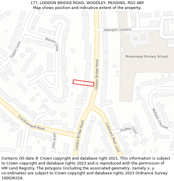 177, LODDON BRIDGE ROAD, WOODLEY, READING, RG5 4BP: Location map and indicative extent of plot