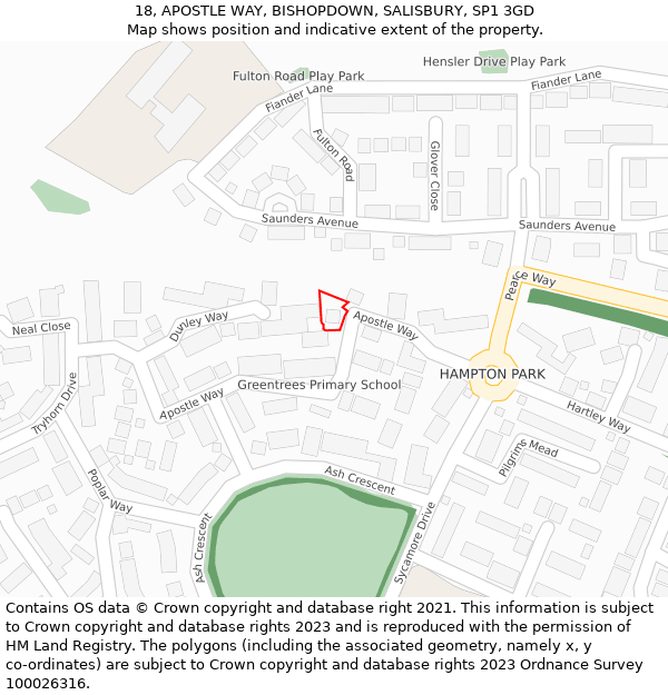 18, APOSTLE WAY, BISHOPDOWN, SALISBURY, SP1 3GD: Location map and indicative extent of plot