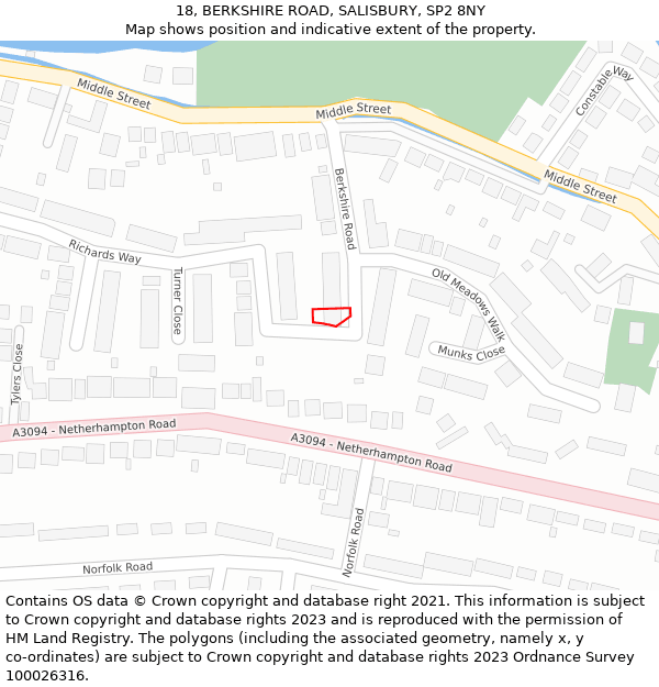 18, BERKSHIRE ROAD, SALISBURY, SP2 8NY: Location map and indicative extent of plot