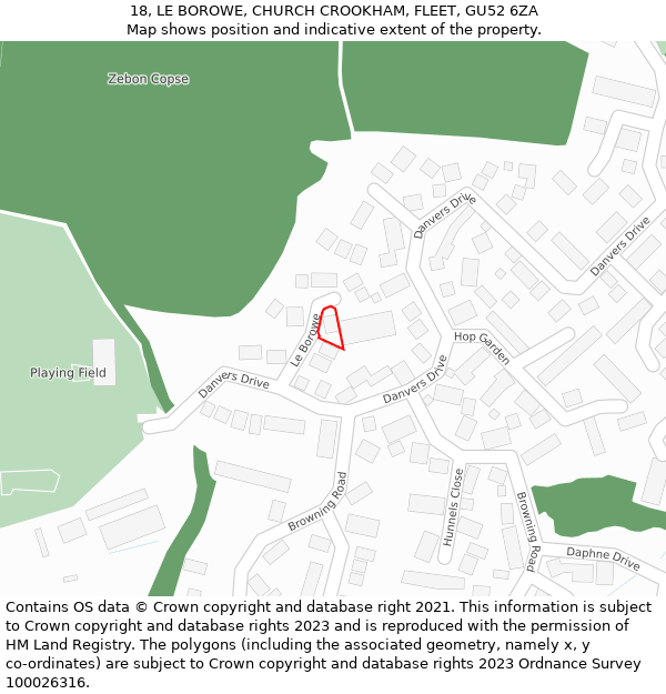 18, LE BOROWE, CHURCH CROOKHAM, FLEET, GU52 6ZA: Location map and indicative extent of plot