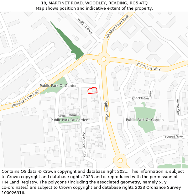 18, MARTINET ROAD, WOODLEY, READING, RG5 4TQ: Location map and indicative extent of plot