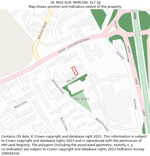 18, MILE ELM, MARLOW, SL7 1JJ: Location map and indicative extent of plot