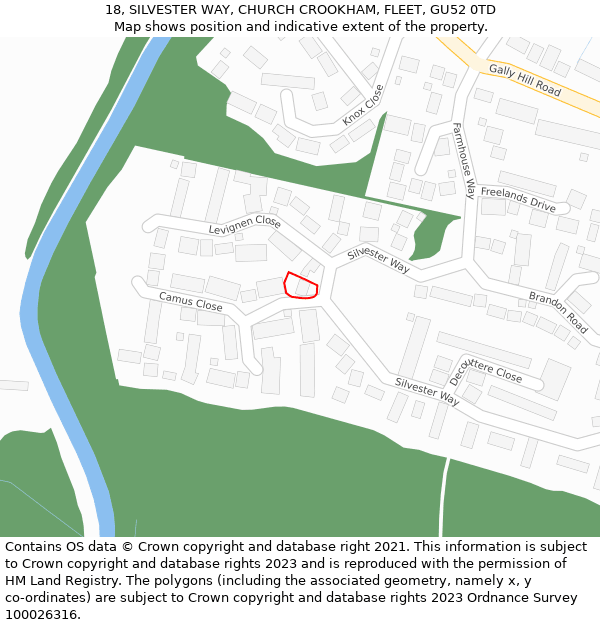 18, SILVESTER WAY, CHURCH CROOKHAM, FLEET, GU52 0TD: Location map and indicative extent of plot
