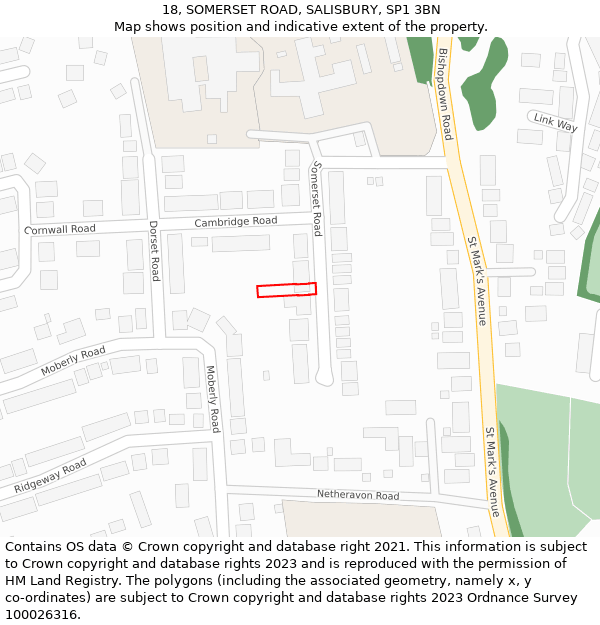 18, SOMERSET ROAD, SALISBURY, SP1 3BN: Location map and indicative extent of plot