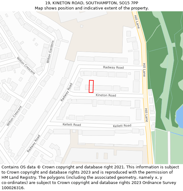 19, KINETON ROAD, SOUTHAMPTON, SO15 7PP: Location map and indicative extent of plot