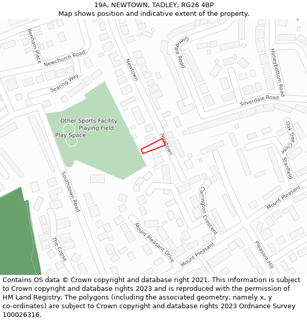 19A, NEWTOWN, TADLEY, RG26 4BP: Location map and indicative extent of plot