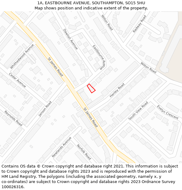 1A, EASTBOURNE AVENUE, SOUTHAMPTON, SO15 5HU: Location map and indicative extent of plot