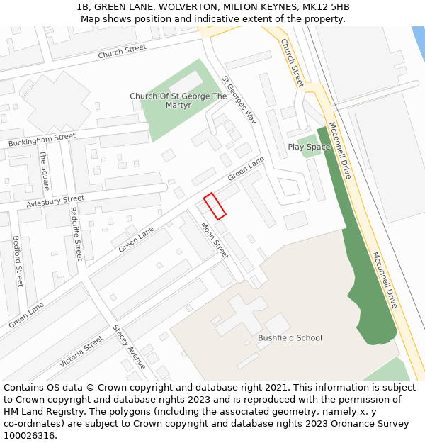 1B, GREEN LANE, WOLVERTON, MILTON KEYNES, MK12 5HB: Location map and indicative extent of plot