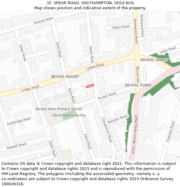 1F, SPEAR ROAD, SOUTHAMPTON, SO14 6UG: Location map and indicative extent of plot