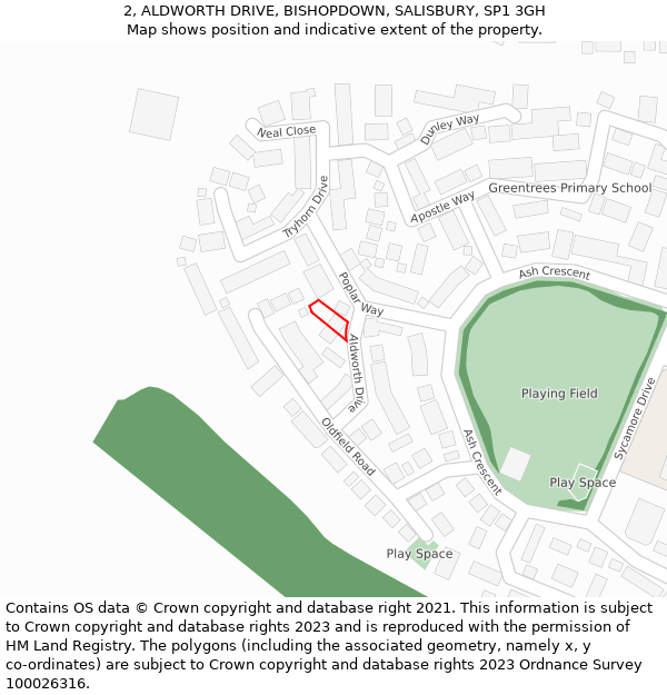 2, ALDWORTH DRIVE, BISHOPDOWN, SALISBURY, SP1 3GH: Location map and indicative extent of plot