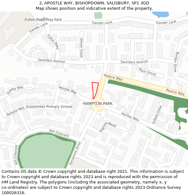 2, APOSTLE WAY, BISHOPDOWN, SALISBURY, SP1 3GD: Location map and indicative extent of plot