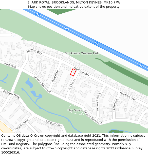 2, ARK ROYAL, BROOKLANDS, MILTON KEYNES, MK10 7FW: Location map and indicative extent of plot