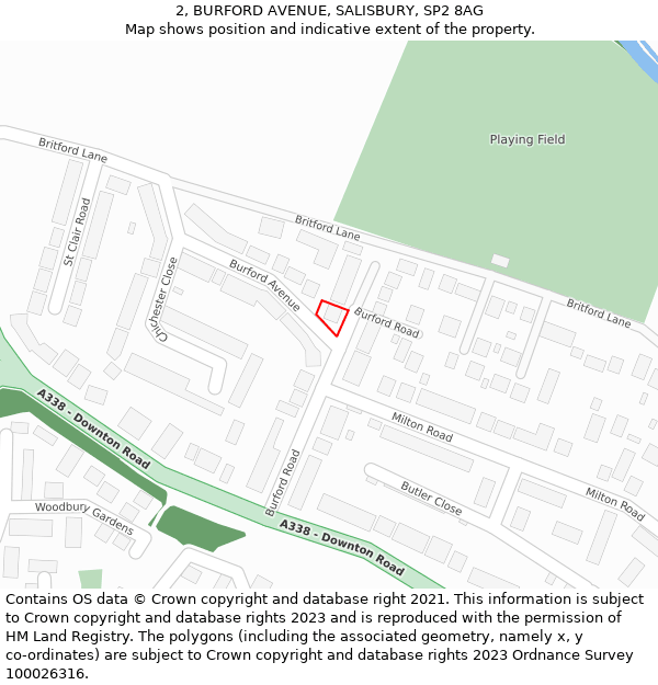 2, BURFORD AVENUE, SALISBURY, SP2 8AG: Location map and indicative extent of plot