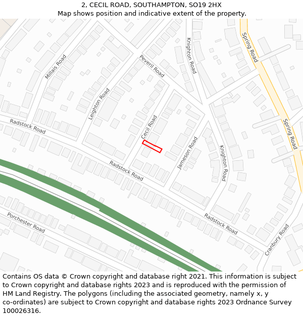 2, CECIL ROAD, SOUTHAMPTON, SO19 2HX: Location map and indicative extent of plot