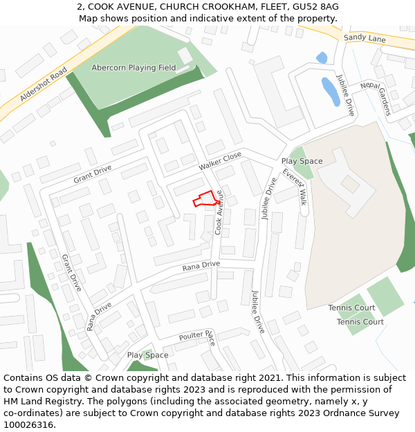 2, COOK AVENUE, CHURCH CROOKHAM, FLEET, GU52 8AG: Location map and indicative extent of plot