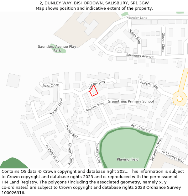 2, DUNLEY WAY, BISHOPDOWN, SALISBURY, SP1 3GW: Location map and indicative extent of plot