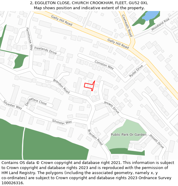 2, EGGLETON CLOSE, CHURCH CROOKHAM, FLEET, GU52 0XL: Location map and indicative extent of plot