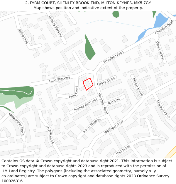 2, FARM COURT, SHENLEY BROOK END, MILTON KEYNES, MK5 7GY: Location map and indicative extent of plot