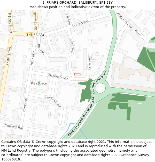 2, FRIARS ORCHARD, SALISBURY, SP1 2SY: Location map and indicative extent of plot