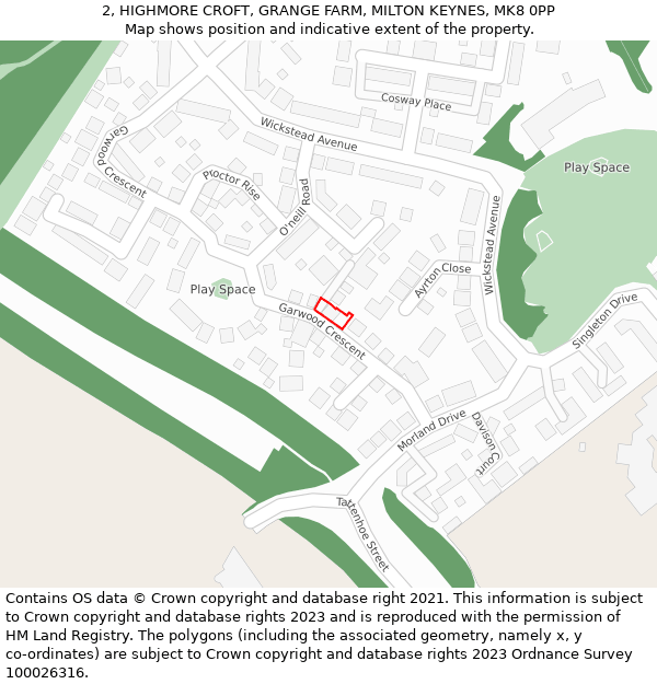 2, HIGHMORE CROFT, GRANGE FARM, MILTON KEYNES, MK8 0PP: Location map and indicative extent of plot