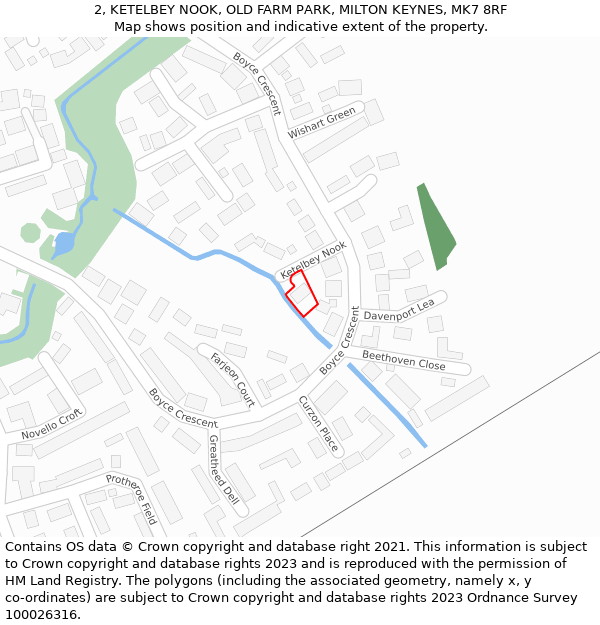 2, KETELBEY NOOK, OLD FARM PARK, MILTON KEYNES, MK7 8RF: Location map and indicative extent of plot