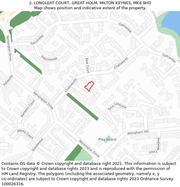 2, LONGLEAT COURT, GREAT HOLM, MILTON KEYNES, MK8 9HD: Location map and indicative extent of plot