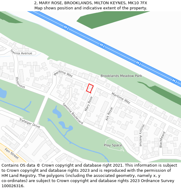 2, MARY ROSE, BROOKLANDS, MILTON KEYNES, MK10 7FX: Location map and indicative extent of plot