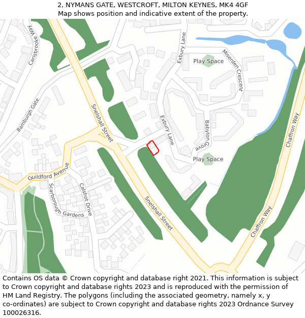 2, NYMANS GATE, WESTCROFT, MILTON KEYNES, MK4 4GF: Location map and indicative extent of plot