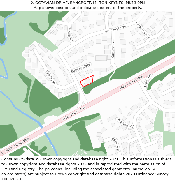 2, OCTAVIAN DRIVE, BANCROFT, MILTON KEYNES, MK13 0PN: Location map and indicative extent of plot