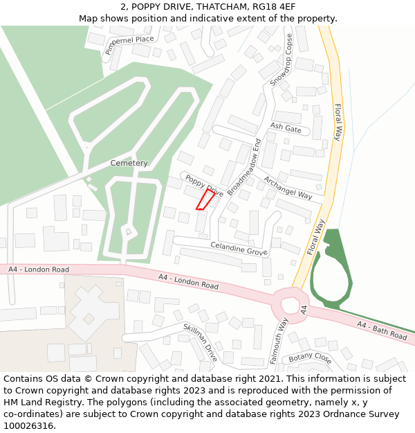 2, POPPY DRIVE, THATCHAM, RG18 4EF: Location map and indicative extent of plot