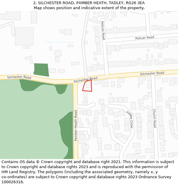 2, SILCHESTER ROAD, PAMBER HEATH, TADLEY, RG26 3EA: Location map and indicative extent of plot