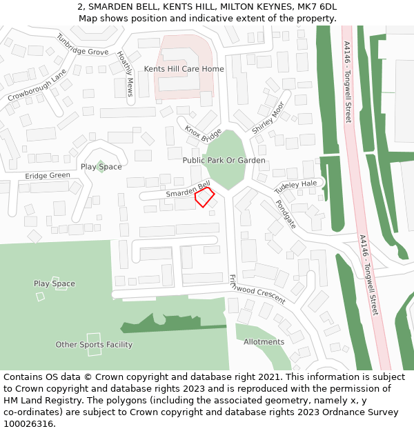 2, SMARDEN BELL, KENTS HILL, MILTON KEYNES, MK7 6DL: Location map and indicative extent of plot