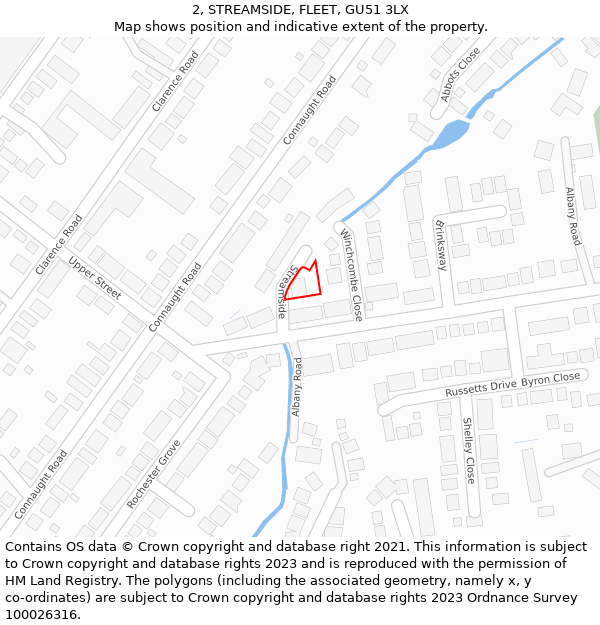 2, STREAMSIDE, FLEET, GU51 3LX: Location map and indicative extent of plot