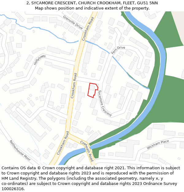 2, SYCAMORE CRESCENT, CHURCH CROOKHAM, FLEET, GU51 5NN: Location map and indicative extent of plot