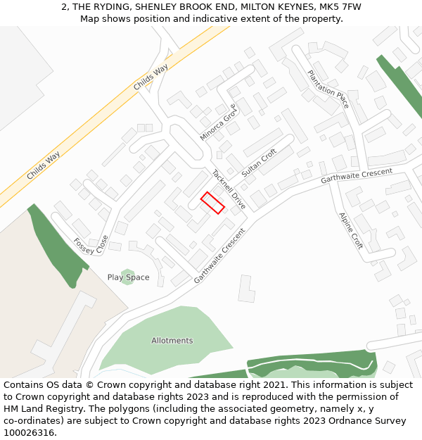 2, THE RYDING, SHENLEY BROOK END, MILTON KEYNES, MK5 7FW: Location map and indicative extent of plot