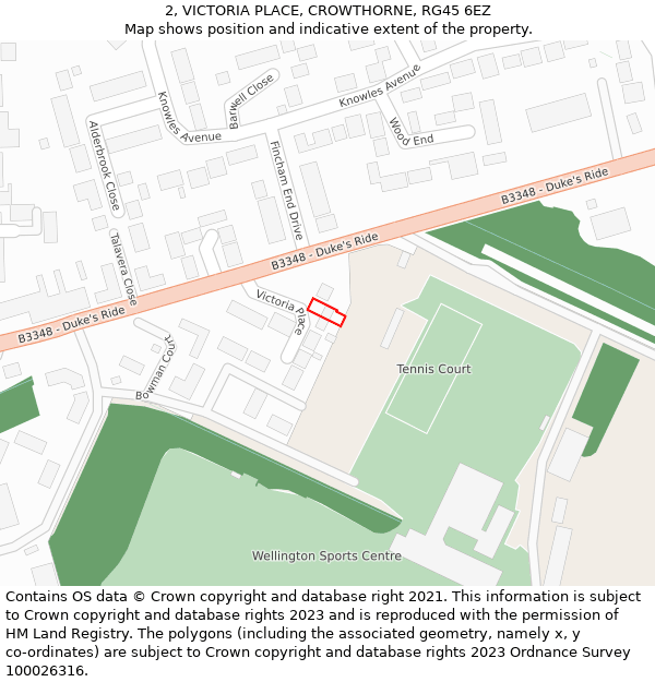 2, VICTORIA PLACE, CROWTHORNE, RG45 6EZ: Location map and indicative extent of plot
