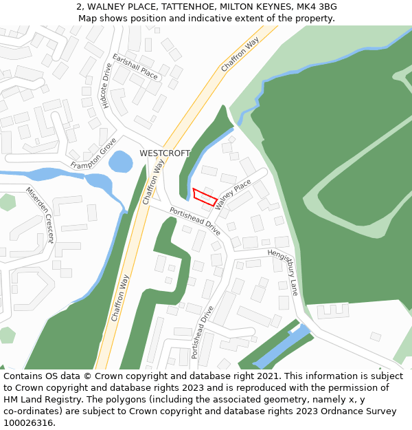 2, WALNEY PLACE, TATTENHOE, MILTON KEYNES, MK4 3BG: Location map and indicative extent of plot