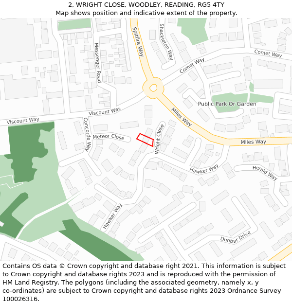 2, WRIGHT CLOSE, WOODLEY, READING, RG5 4TY: Location map and indicative extent of plot