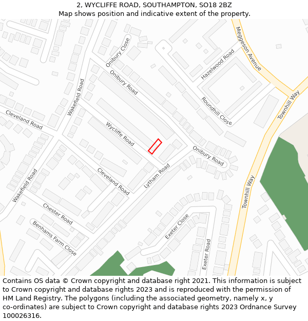 2, WYCLIFFE ROAD, SOUTHAMPTON, SO18 2BZ: Location map and indicative extent of plot