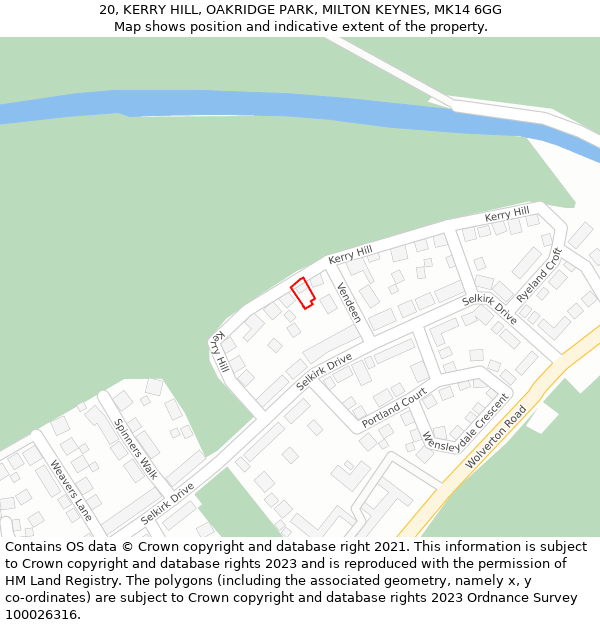 20, KERRY HILL, OAKRIDGE PARK, MILTON KEYNES, MK14 6GG: Location map and indicative extent of plot