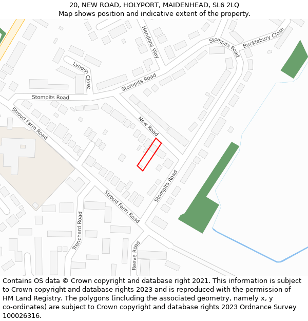 20, NEW ROAD, HOLYPORT, MAIDENHEAD, SL6 2LQ: Location map and indicative extent of plot