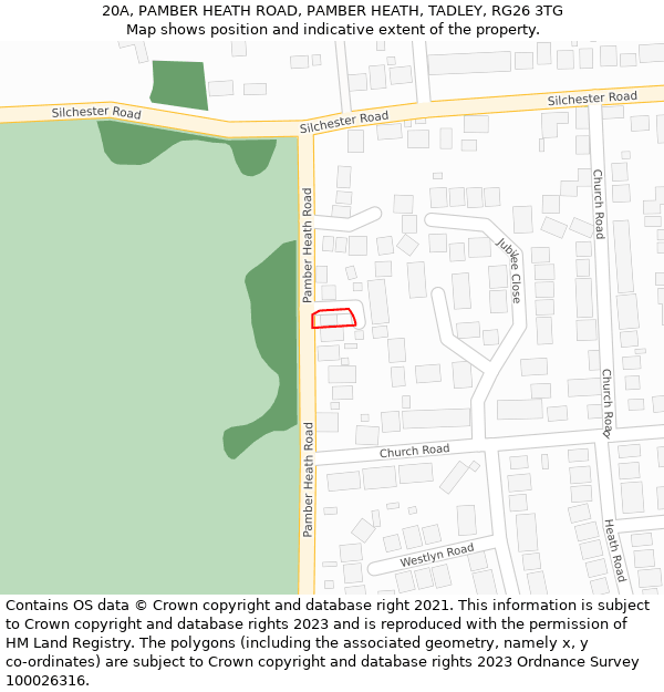 20A, PAMBER HEATH ROAD, PAMBER HEATH, TADLEY, RG26 3TG: Location map and indicative extent of plot