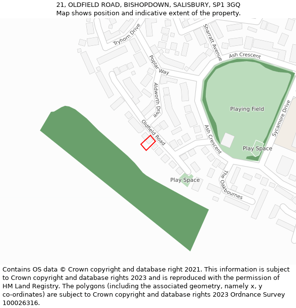 21, OLDFIELD ROAD, BISHOPDOWN, SALISBURY, SP1 3GQ: Location map and indicative extent of plot