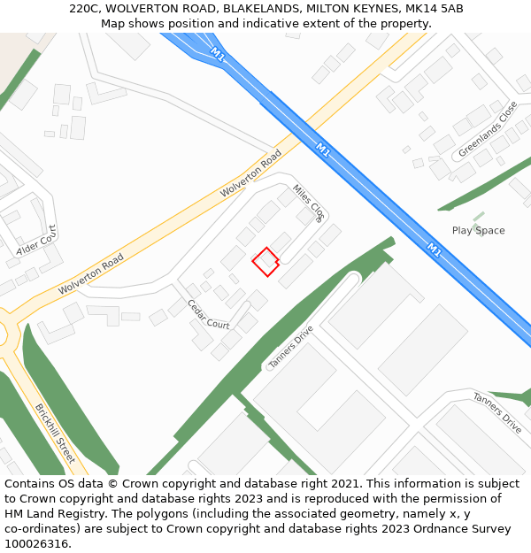 220C, WOLVERTON ROAD, BLAKELANDS, MILTON KEYNES, MK14 5AB: Location map and indicative extent of plot